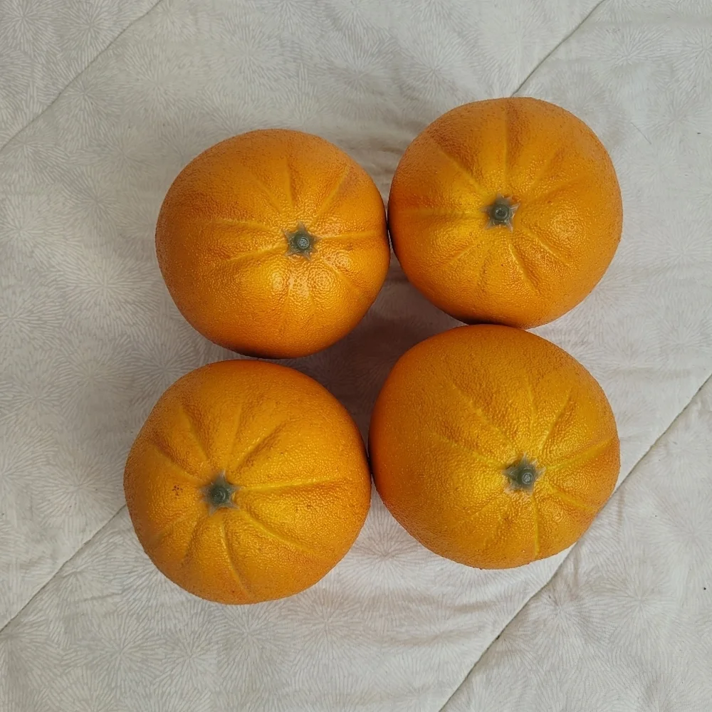 Lot of 4 Decorative Faux Oranges Approximately 3 Inch Diameter Decor Staging
